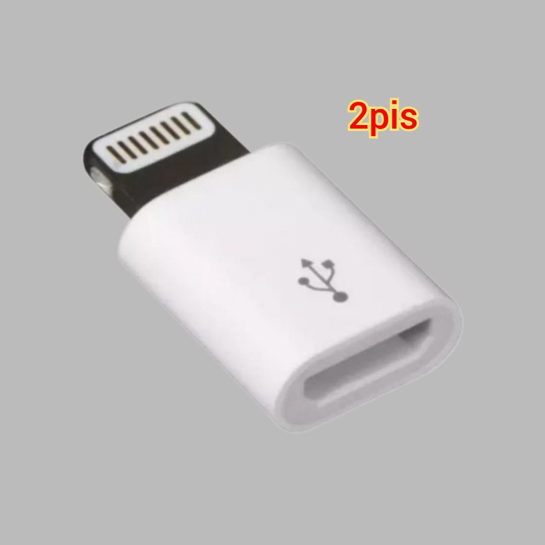 2pcs Micro USB to Lightning Adapter Converter - White