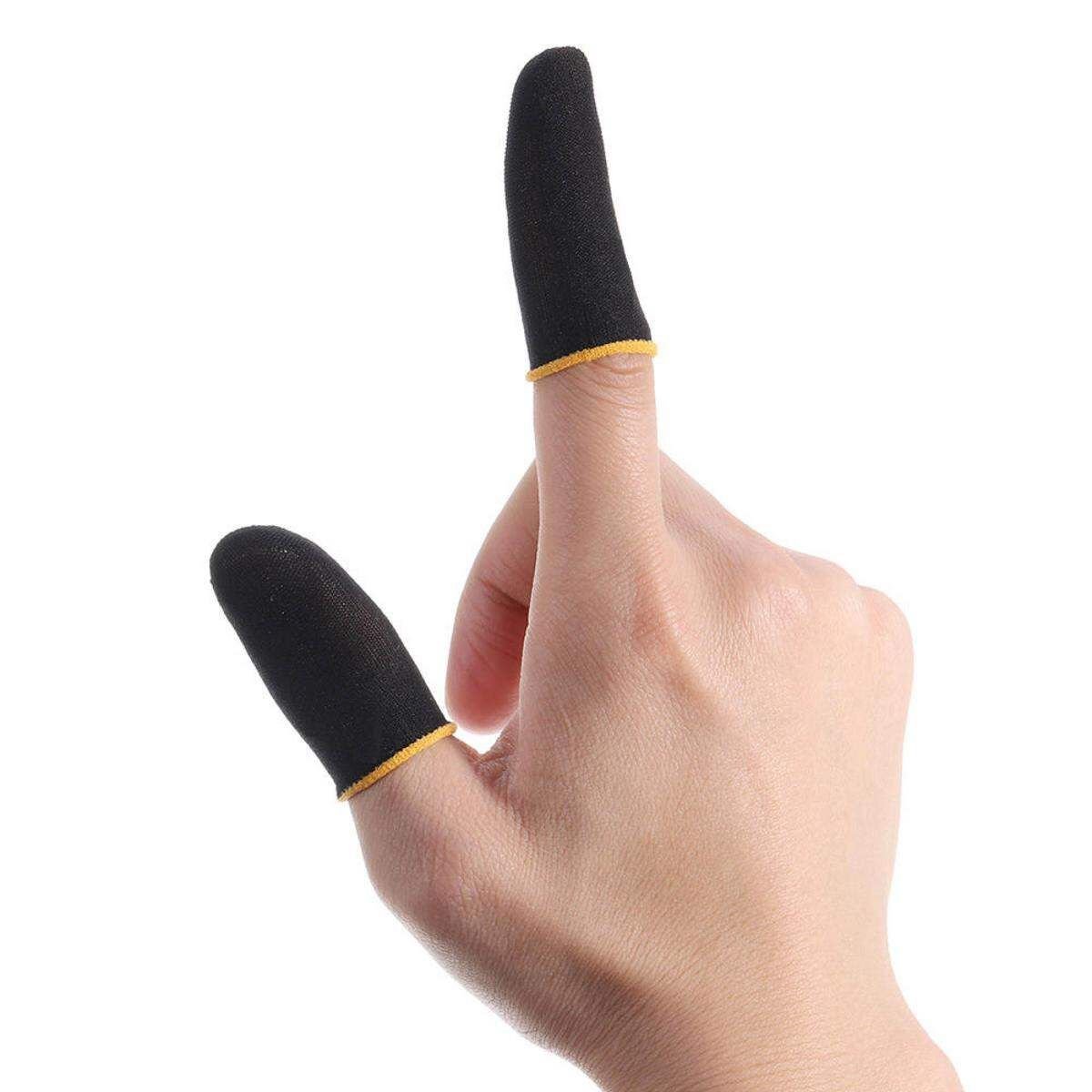 1 Pair(2 Pcs) Breathable Mobile Finger Sleeves / Sweatproof Gloves for Mobile Gaming - Black