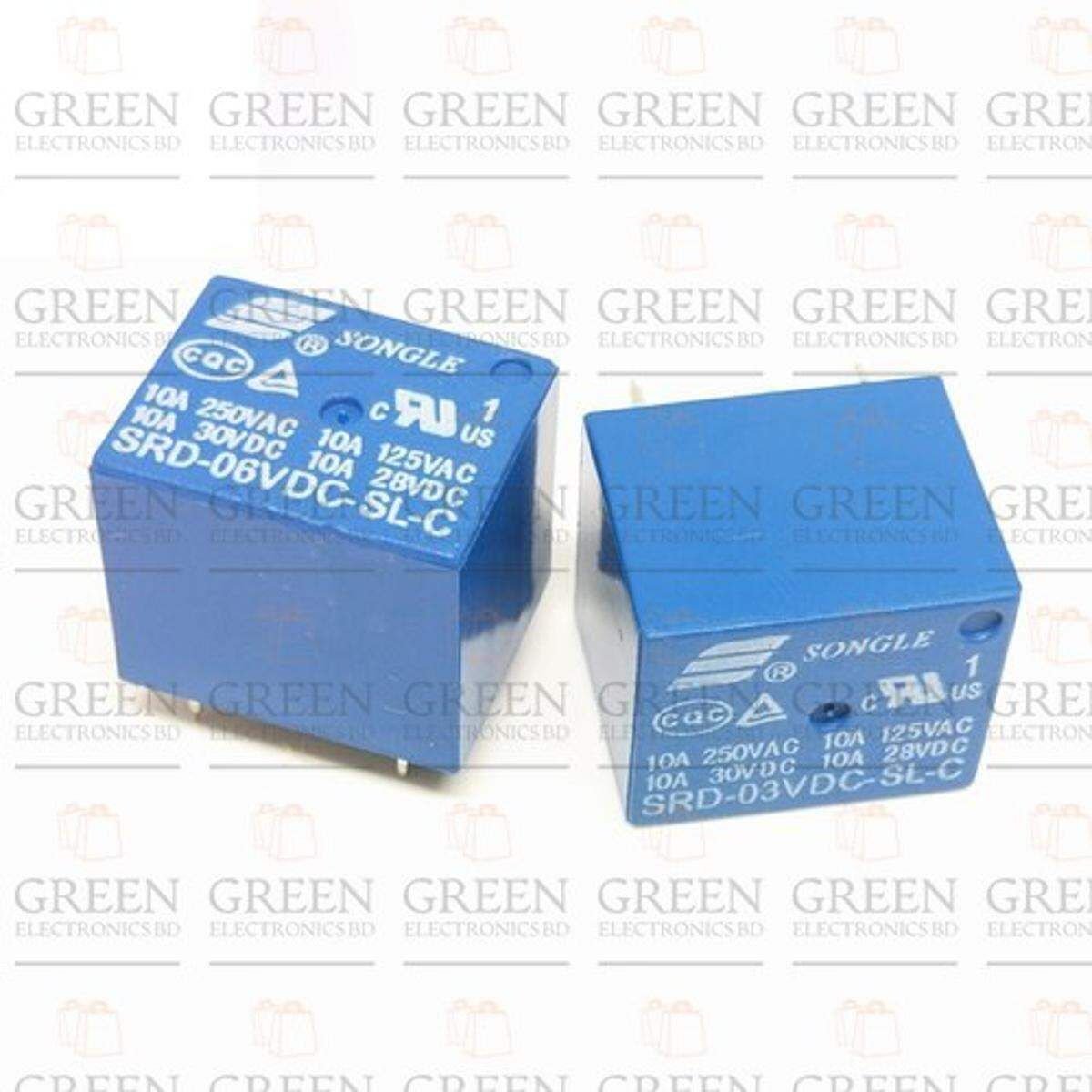 2Pcs 6V DC SPDT Power Relay 10A
