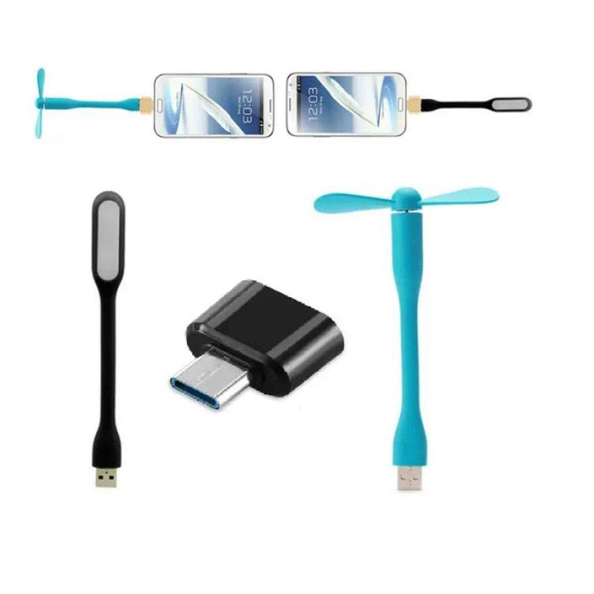 1 USB Fan 1 USB Light 1 Type C OTG - 3 In 1 Combo