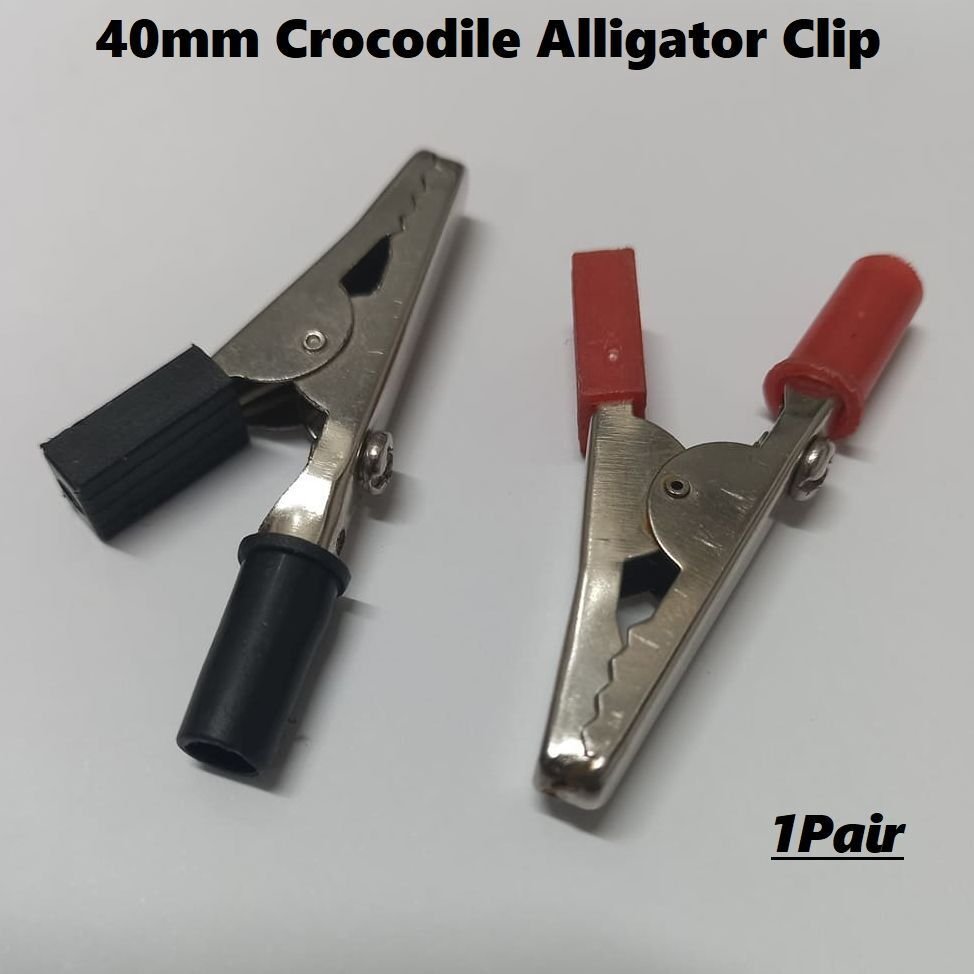 1Pair Electronic Spices Metal Cro-codile Alligator 40mm Clip Red & Black Electric Covered Test Lead Clamp Plastic Protective Insulated Boots