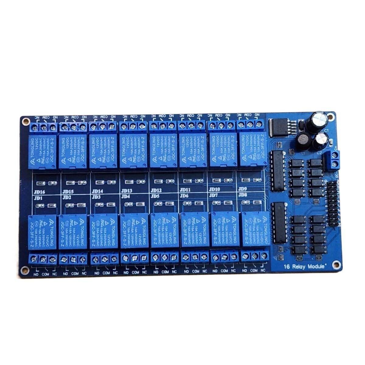 1PCS DC 12V 16-Channel Optocoupler Protection Relay Interface Board Module Relay module board 12V robust and durable 16-channel relay interface control with optocoupler protection FOR microcontroller