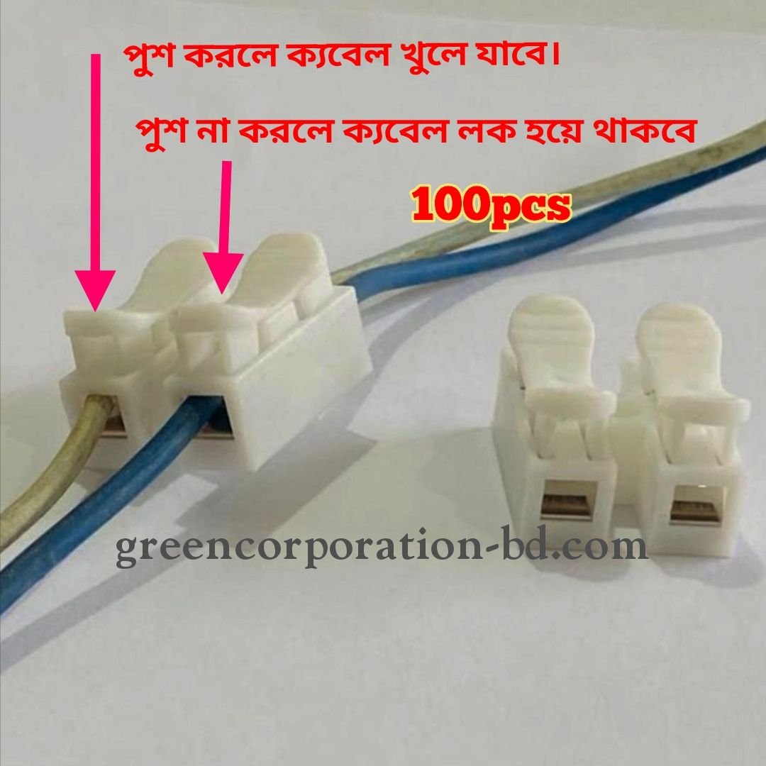 100Pcs Plastic 2 Pin Push Quick Cable Connector Wiring Terminal 10A 250V