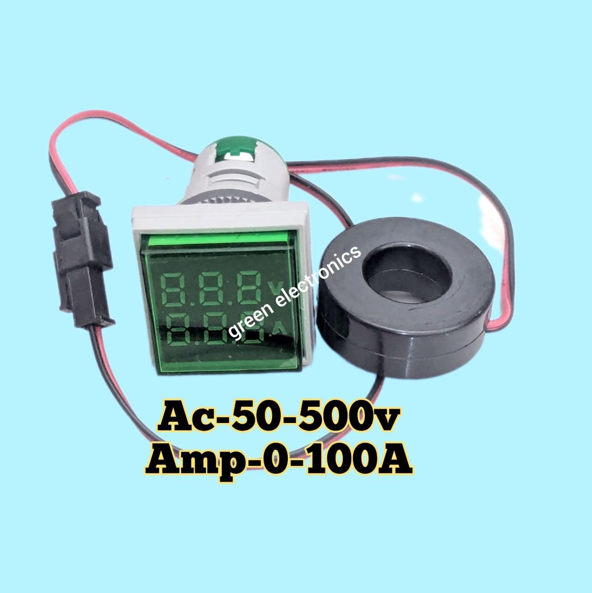 2 In 1 VOLT AMP Meter Panel Mount 22mm Square Panel 2 in 1 AC 50-500V 0-100A LED Digital Display Voltage Volt Current Ampere Amp Meter Indicator Light Powerpoints Switches & Savers 2 In 1 VOLT AMP Meter AC 22mm SQUARE Panel Mount 2 in 1 AC 50-500V 0-100A