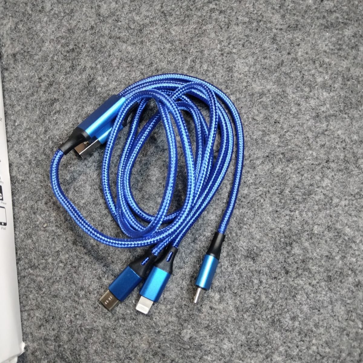 3 in 1 cablle fast charging metal cable output 1500mm for i-phone, Micro Type B and Type C Metal Lightning Micro Type C 3-In-1 Nylon Wire Usb Charger Cable Fast Charging