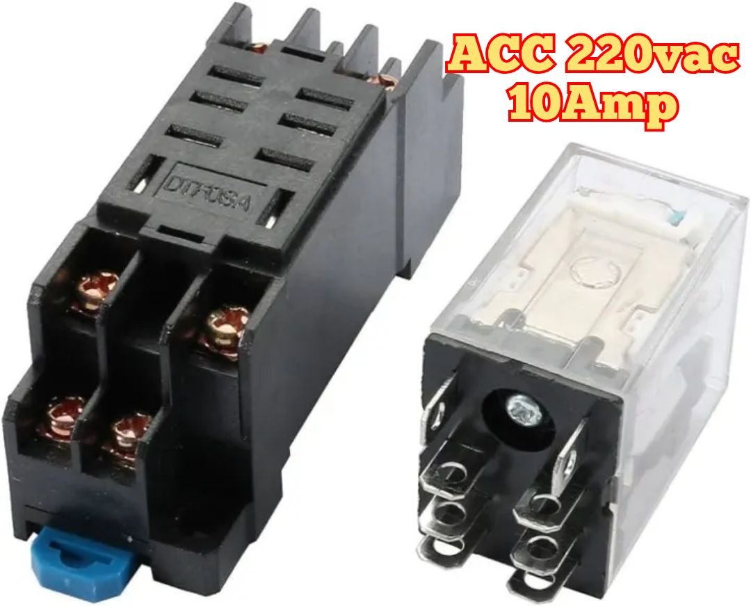AC 220 Volt Flat 8 Pin DPDT Electromagnetic Power Relay with Base