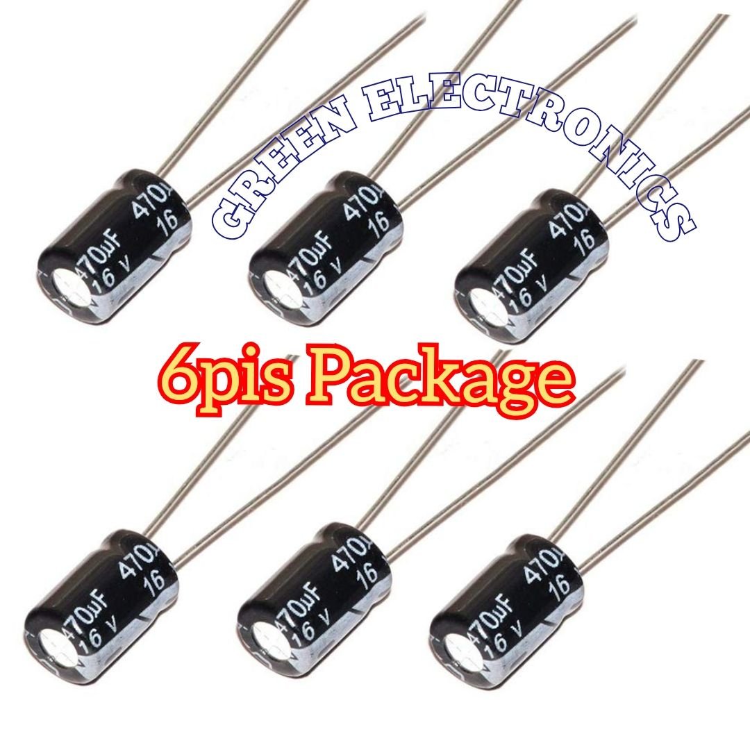 6PCS 16V470UF 8*12mm 470UF 16V 8x12 mm Aluminum Electrolytic Capacitor DIP