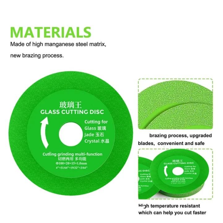 Glass Cutting Disc Diamond Cutting Blades Saw Blades for 4 Inch Angle Grinder, Diamond Cutting Wheels