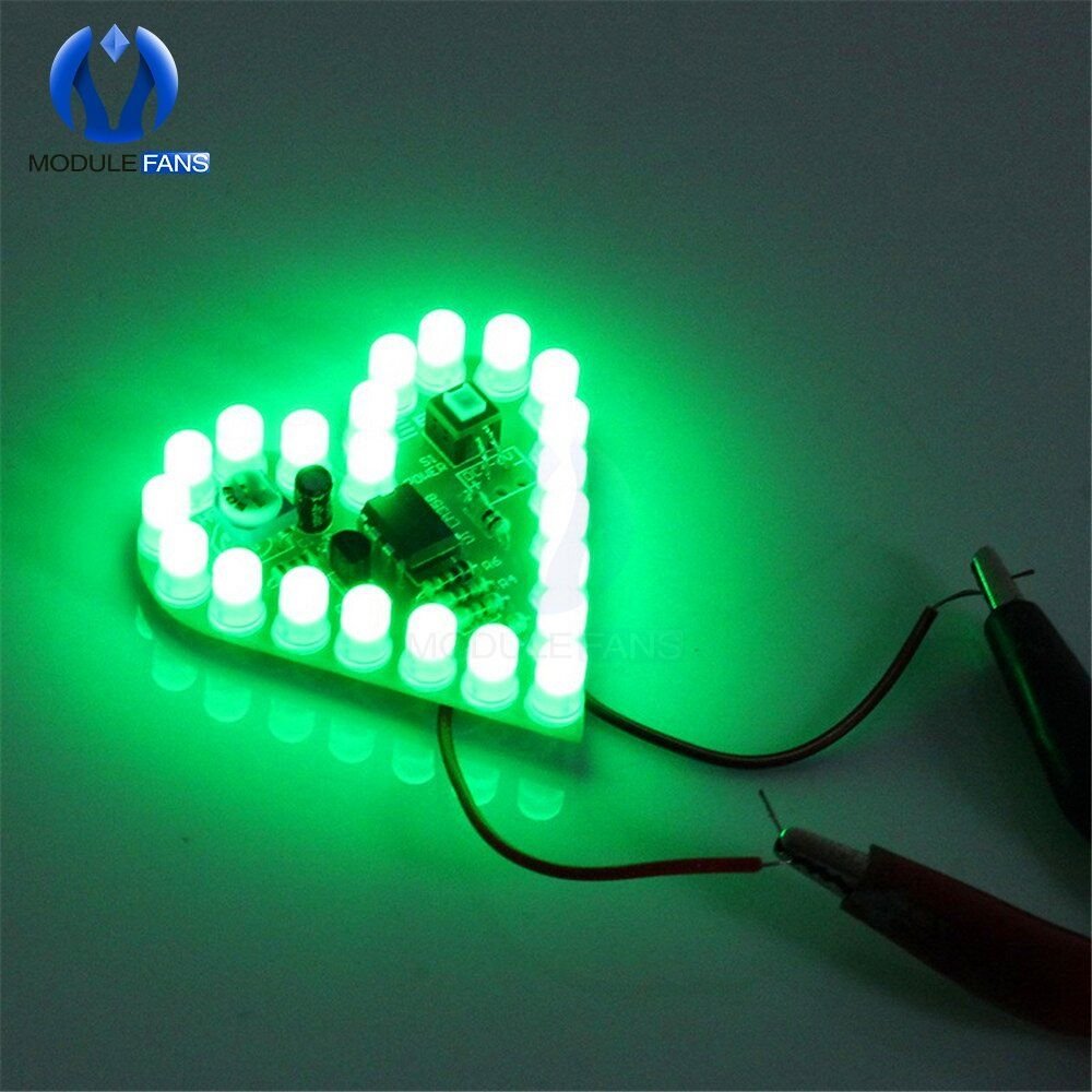 DIY Kit Heart Shape Breathing Lamp Kit Breathing LED Suite Red White Blue Green Board Production for Learning