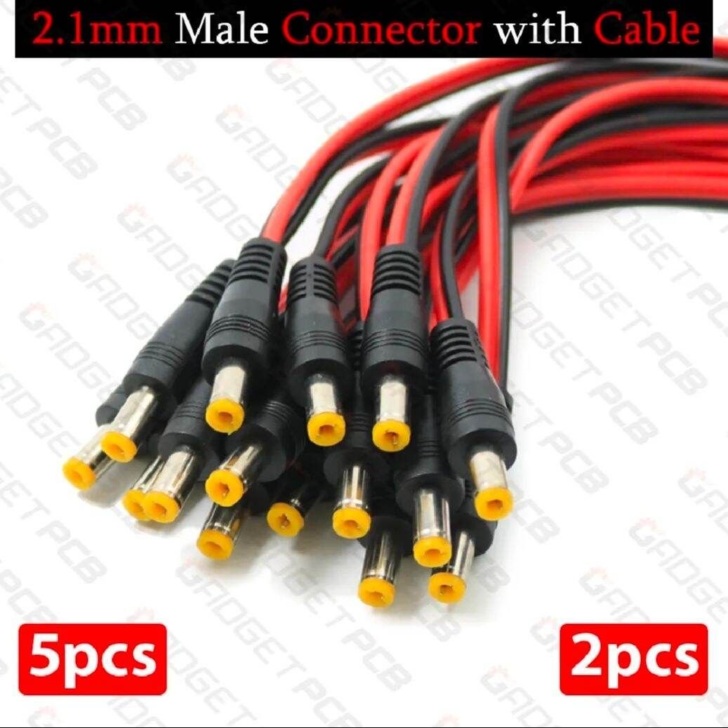 DC Power Pigtail Cable Plug 18AWG 2.1mm x 5.5mm 12V 5A Male Connector
