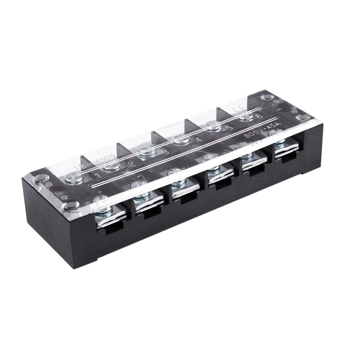 2 x 45A Plastic Housing 6 Position Barrier Terminal Blocks