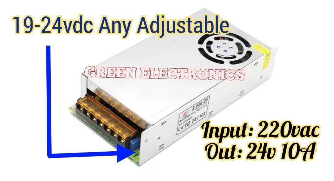 220vac to 24Vdc 10Amp 240Watt SMPS Power Supply 24Volt 10Amp 240Watt(Quality Product) smps green electronics