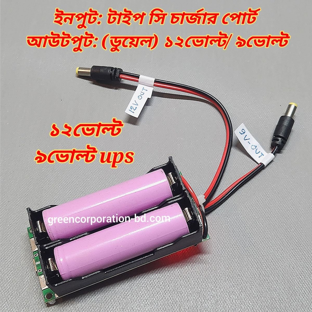12v 9v Duel Output Online ups with 2pcs 18650 model Battery
