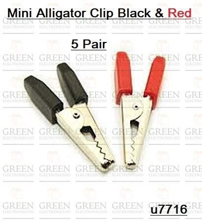 Mini Alligator Clip Black & Red-5Pair