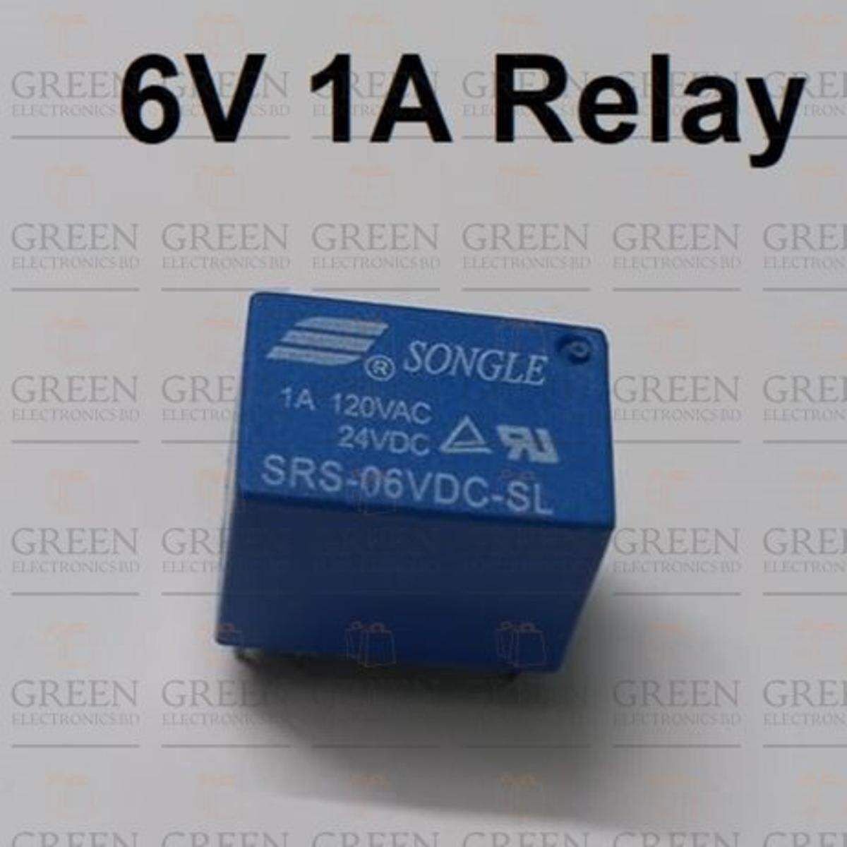 DC-6v SPDT Power Relay 1A 6Pin P C B Mount