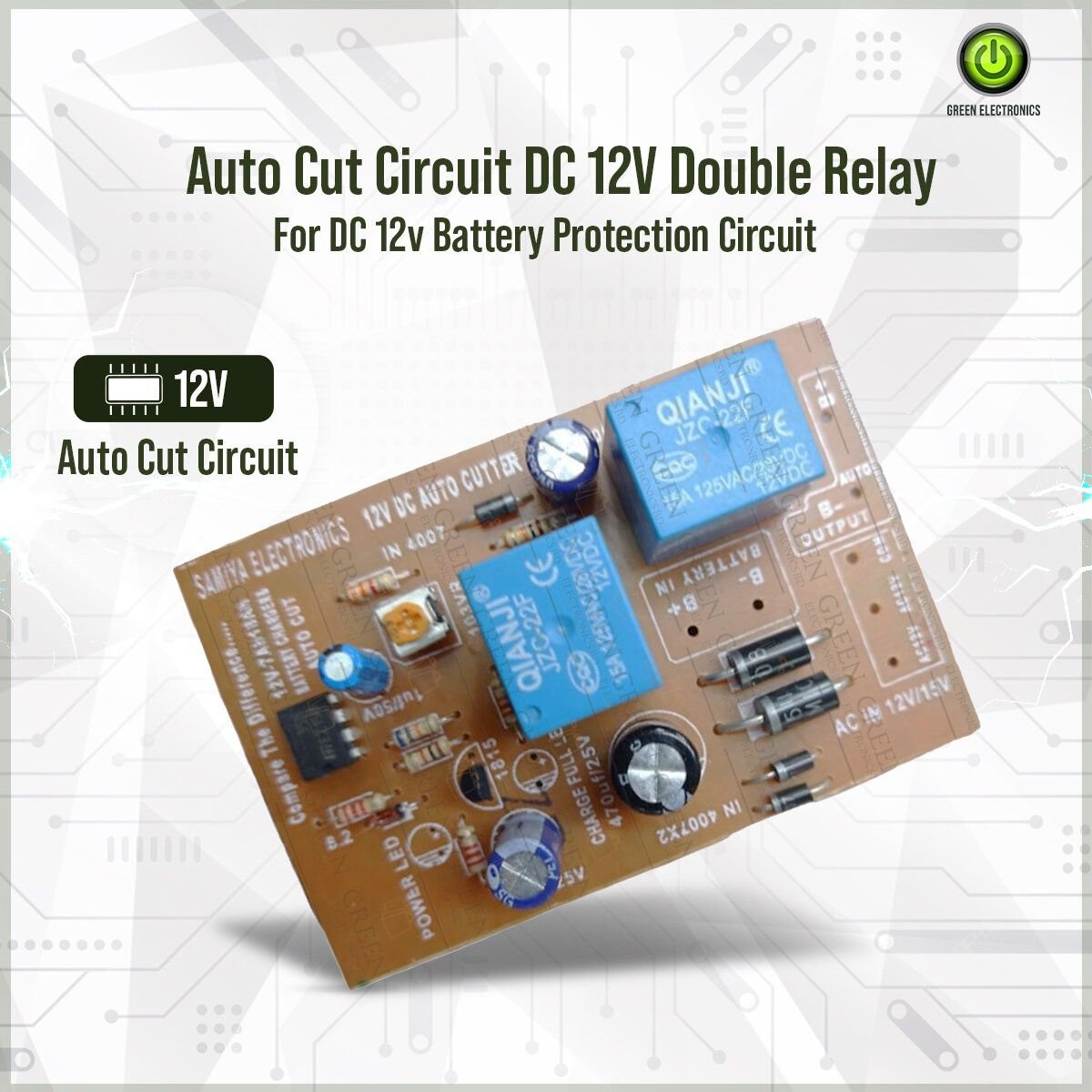 Auto Cut Circuit DC 12V Double Relay For DC 12v Battery Protection Circuit