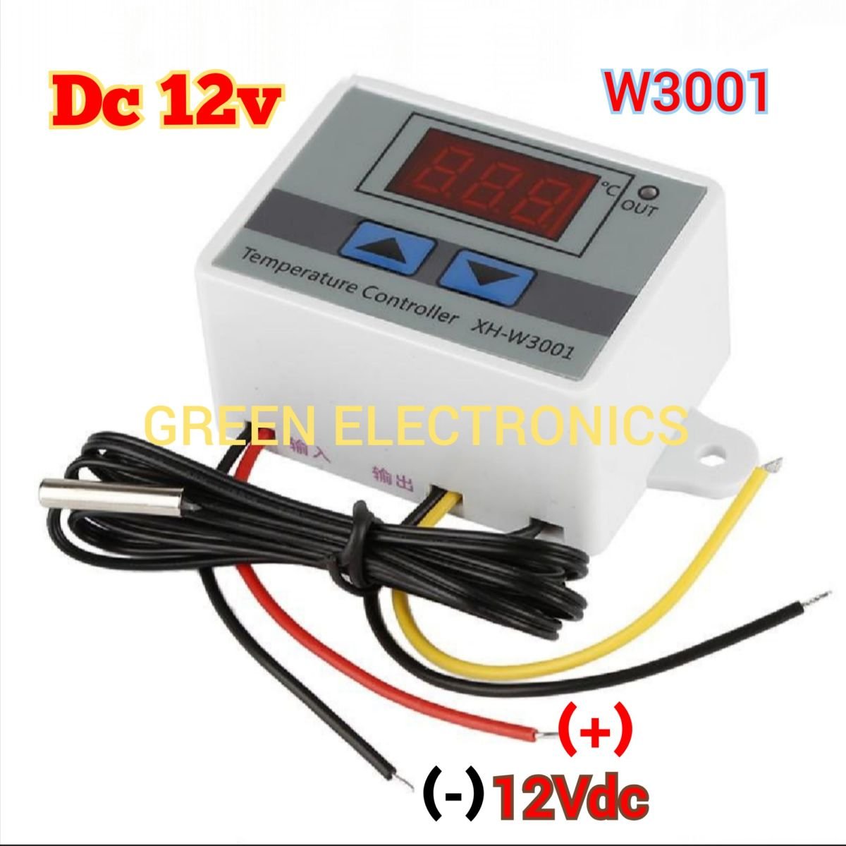 DC 12V XH-W3001 W3001 10A 12V 120W Digital Temperature Controller Display Thermostat Control Sensors Switches & Waterproof 10K NTC Probe