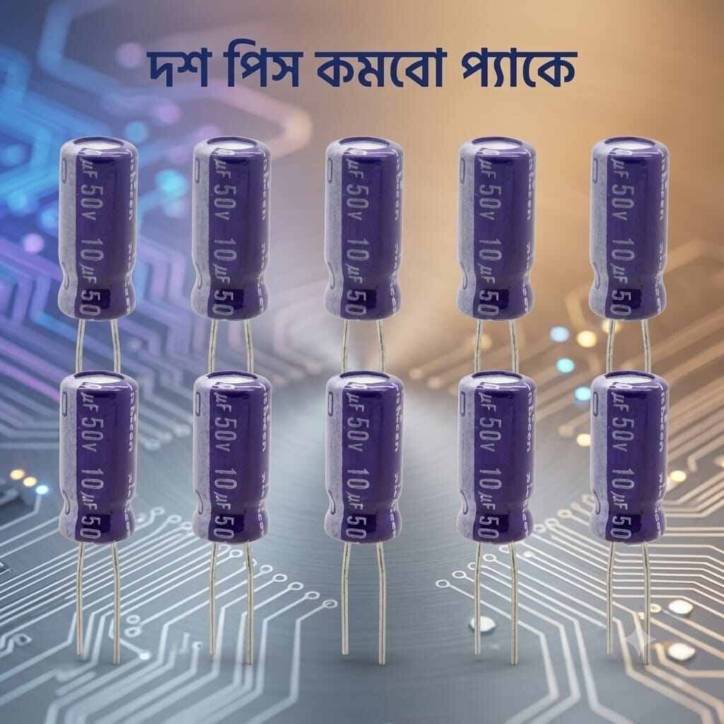 10 Pcs 10uF 50V Electrolytic Capacitors - Radial Aluminum Electrolytic Capacitor Combo Pack for DIY Electronics and Circuit Repair