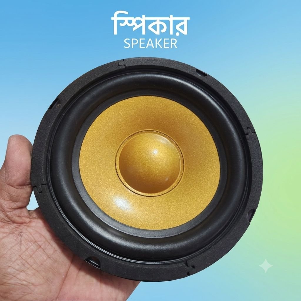 Midrange Bass Speaker 6 inch 50 Watt ( Woofer subwoofer used) indian 5core Gold Or Green Colour