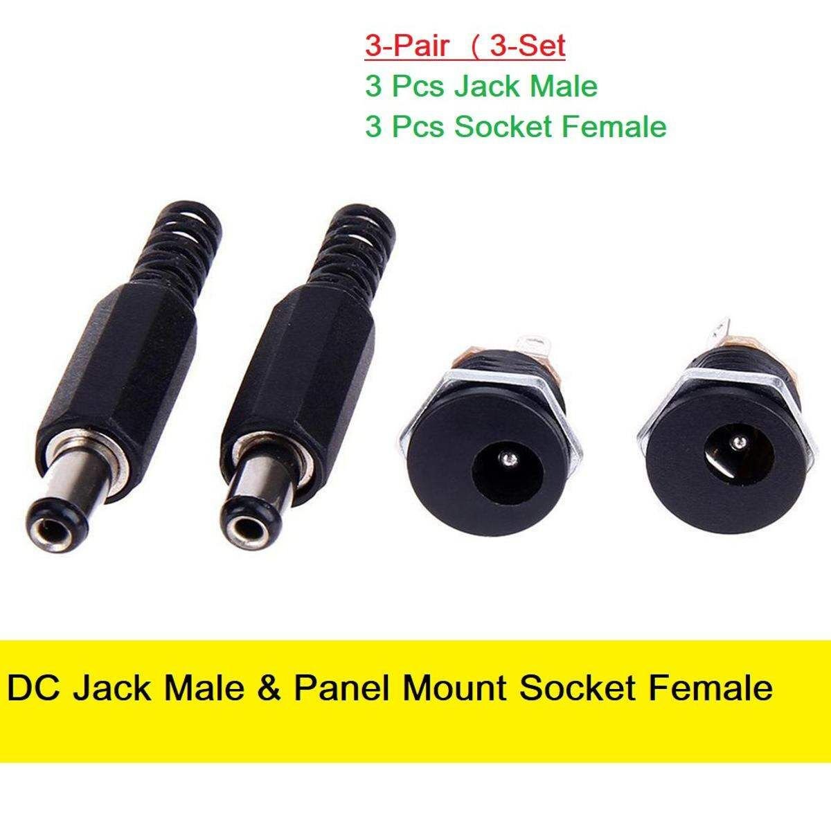 2Pair 5V 12V 24V DC Jack Male & Panel Mount Socket Female DC Power Jack 2.1mm Plug Socket Power Supply For Led Strip CCTV Security Camera Cable Barrel Adapter 2 Sets Male DC Power Jack Connector and Female Panel Mount Socket Adapter Heavy Duty DC Power Su