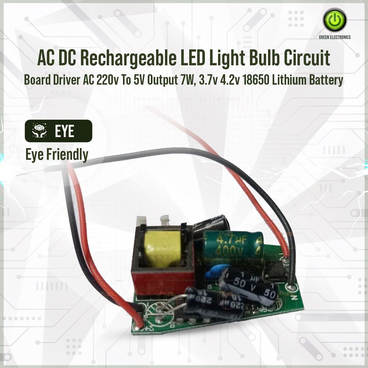 AC DC Rechargeable LED Light Bulb Circuit Board Driver AC 220v To 5V Output 7W Rechargeable 3.7v 4.2v 18650 Lithium Battery Charging