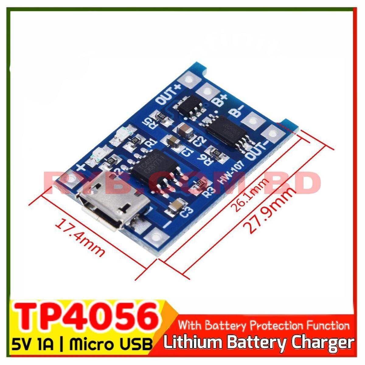 TP4056 Charging Module 5V 1A 18650 Lithium Battery Charging Board with Protection Charger Module TP4056