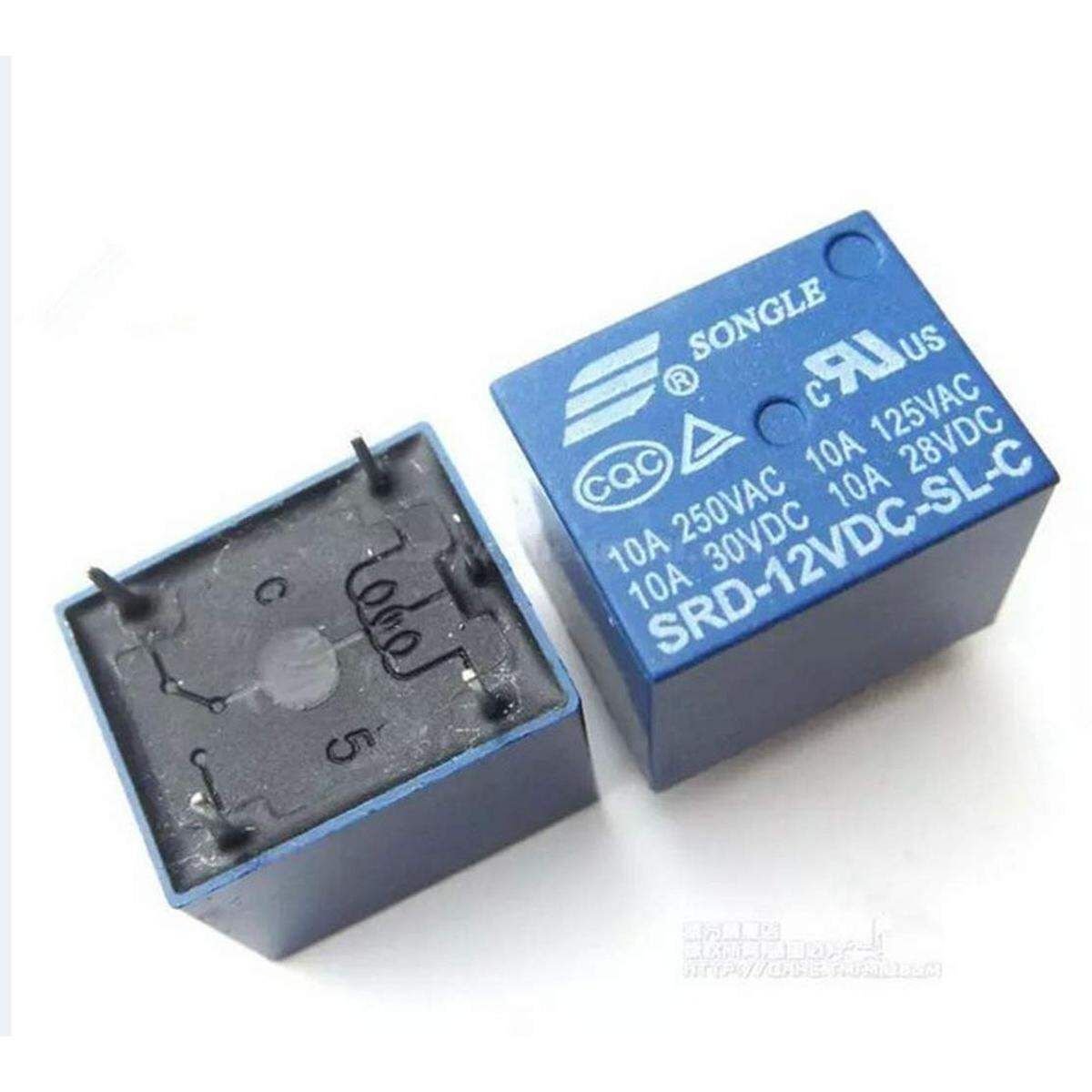 02 Pcs SONGLE Mini 12V DC Power Relay SRD-12VDC-SL-C PCB Type