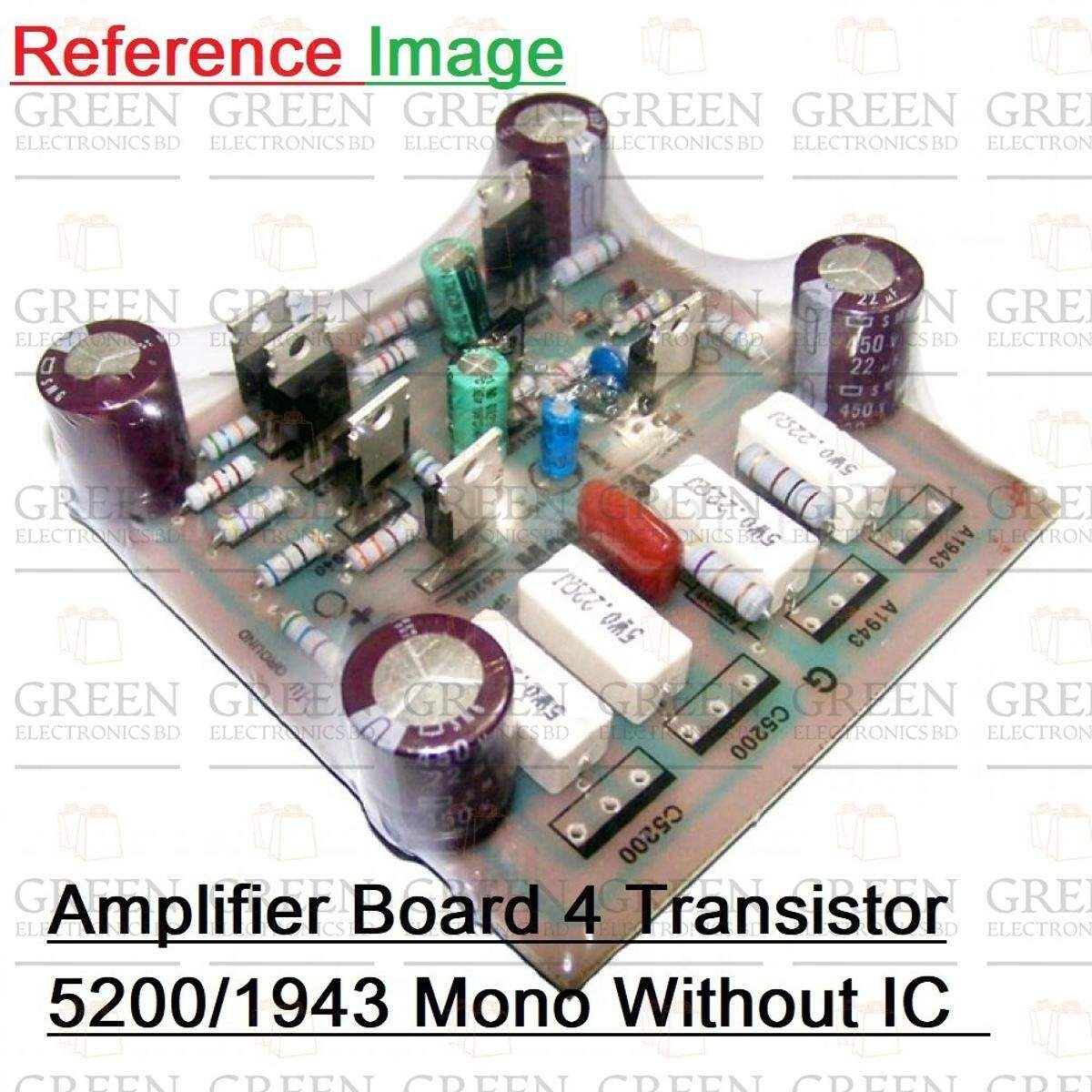 Amplifier Board 4 Transistor 5200/1943 Mono Without IC 4 Transistors Amplifier Circuit Board For 5200 & 1943 IC Mono Amplifiers Board 4 Transistor IC Not Included In This Board Home Entertainment & Amplifiers