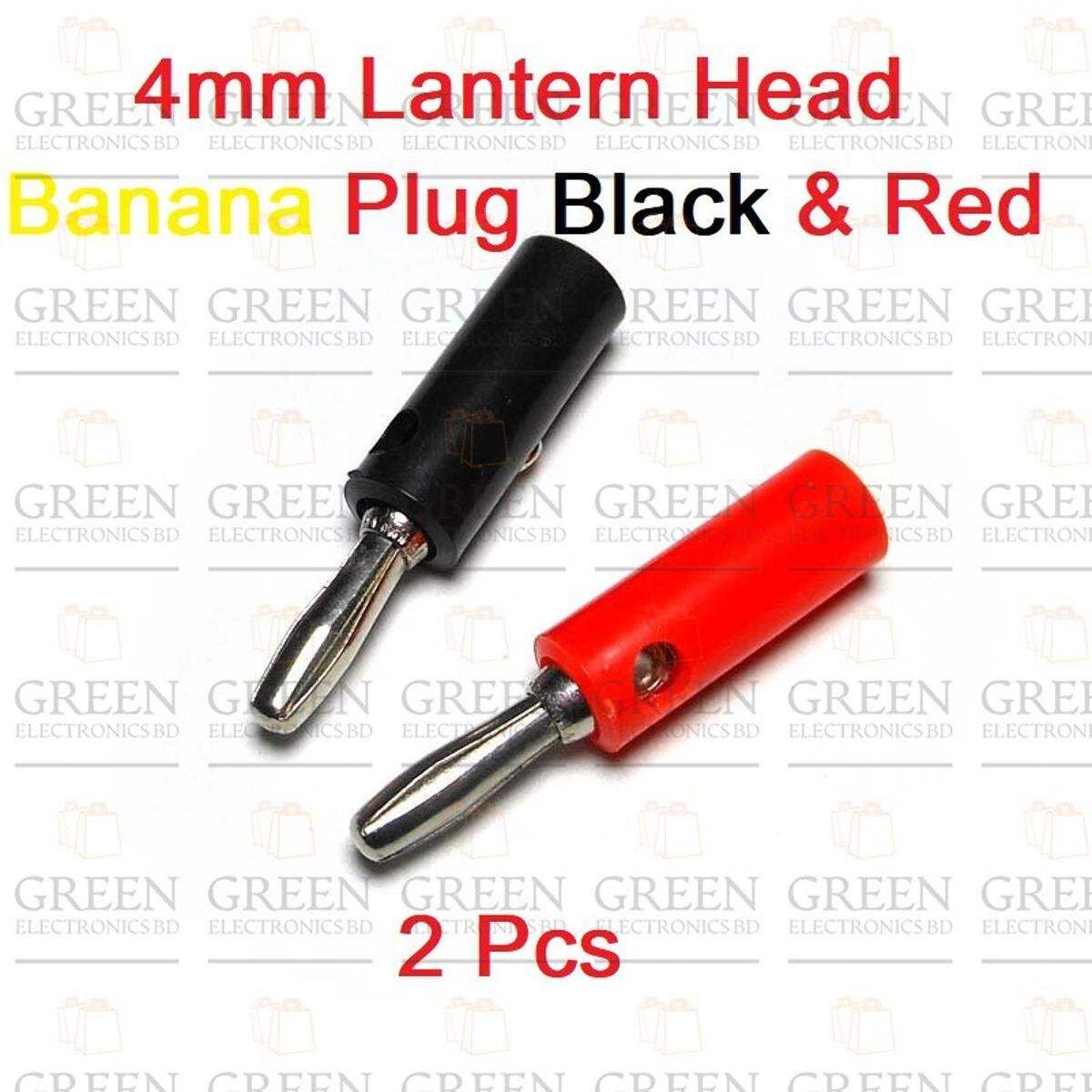 1Pair- Male Banana Plug 4mm Lantern Head Red & Black Gold Plated Jack Screw Terminal Connector For Audio Speaker