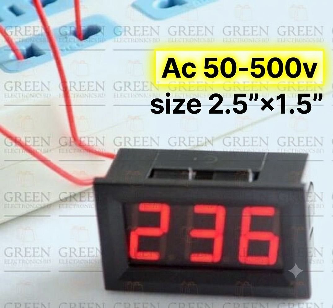 Digital AC Voltmeter (50V-500V) Mini Red LED Voltage Panel Meter Display Indicator (Size: 2.5" x 1.5")  AC 50-500V Digital Voltmeter Indicator Display Meter Mini Voltage Tester & Meter (Size 2.5" x 1.5")
