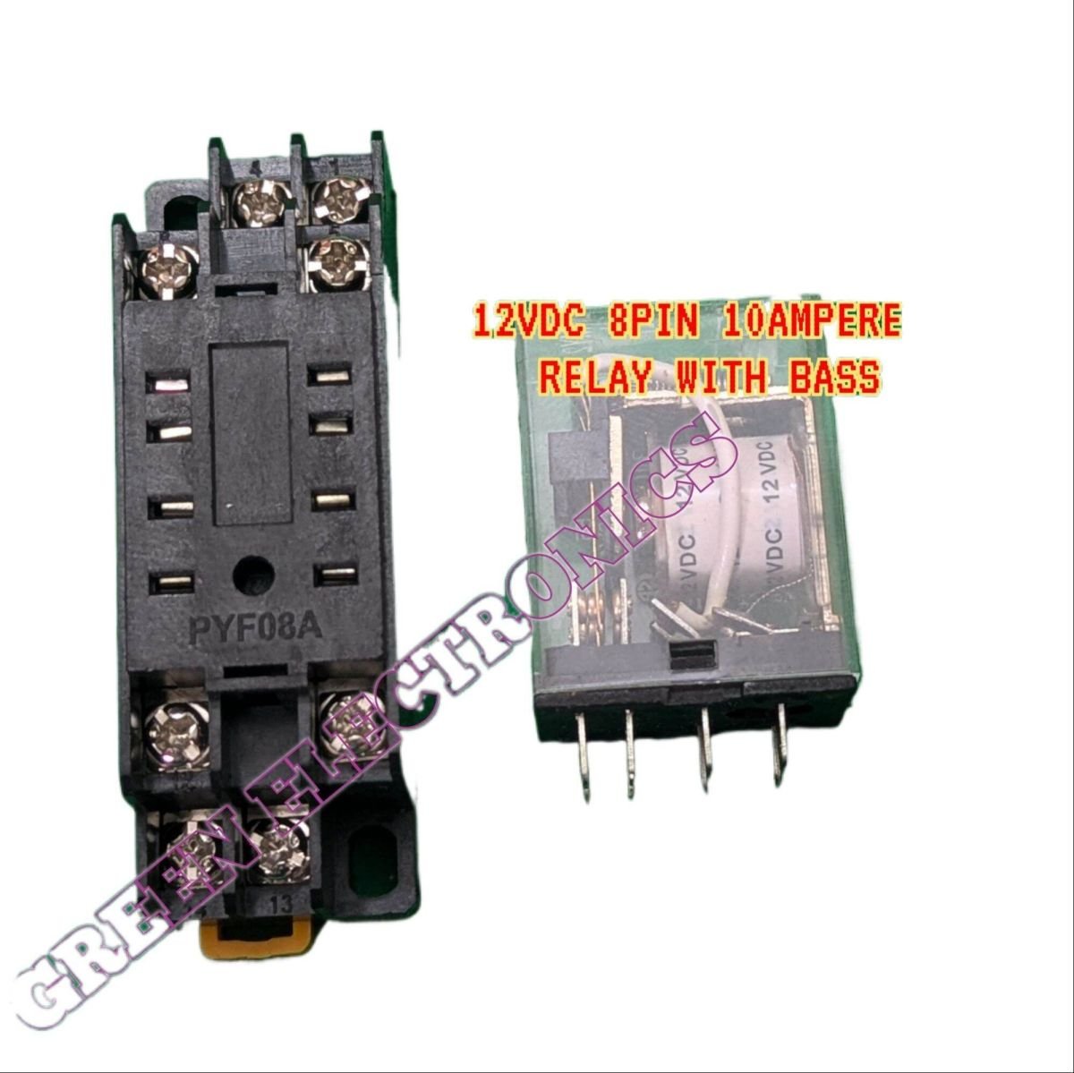 8pin relar socket with 12vdc n/c, n/o  13amp relay with bass