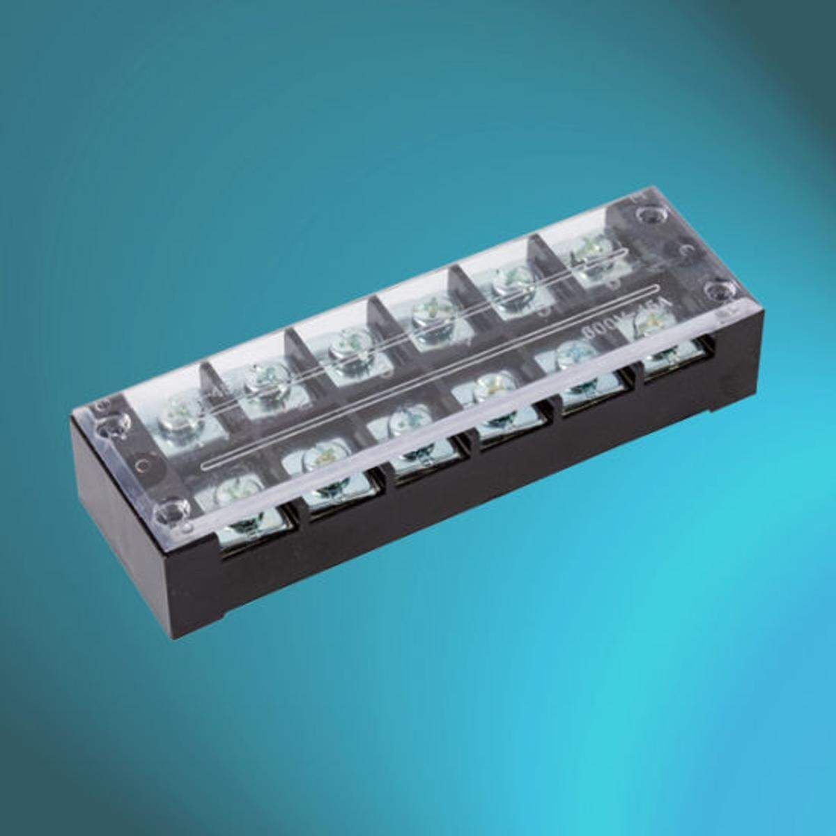 Tb Electrical Wire Terminal Blocks with Warehouse in The UK Terminal Block With Cover Connector TB-2506 600V 25A 6-Pole Double Row Screw Fixed Barrier Wire Crimp 6 Position Panel Mount - Multi Plug - multi plug