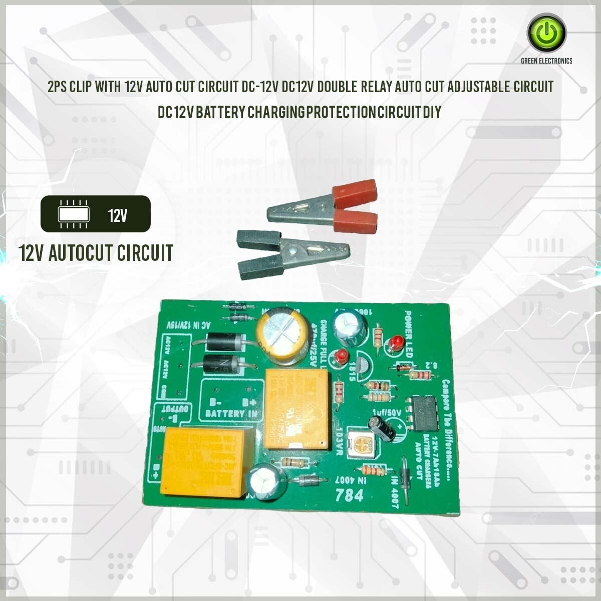 2ps Clip With 12V Auto Cut Circuit DC-12V DC12V Double Relay Auto Cut Adjustable Circuit For DC 12V Battery Charging Protection Circuit DIY