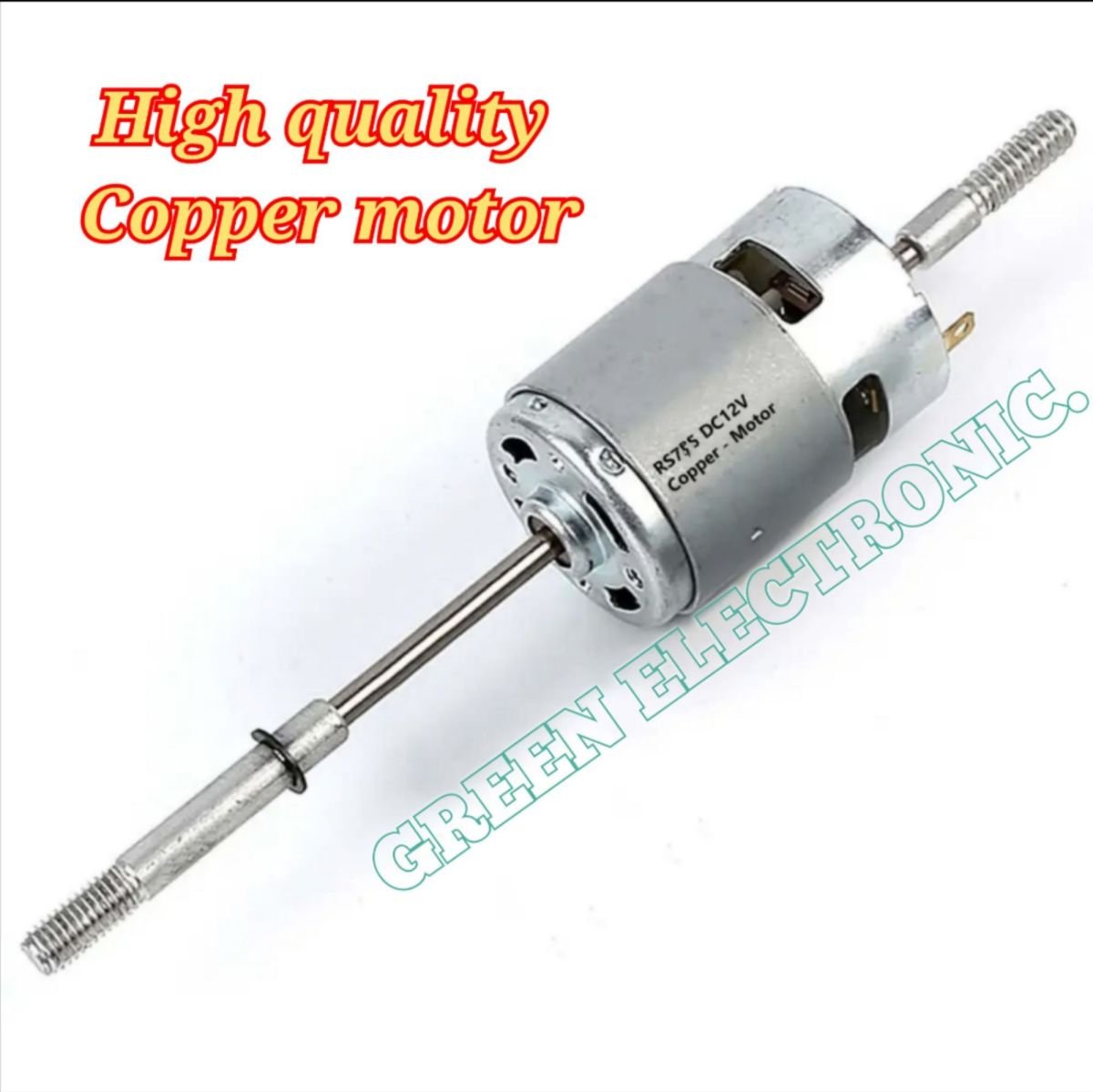 755/775 DC FAN Motor 12V with Long Shaft and Threaded Coupler GREEN ELECTRONICS