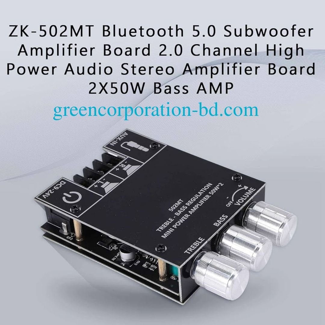 ZK-502MT Bluetooth 5.0 Subwoofer Amplifier d 2.0 Channel High Power Audio Stereo Amplifier d 2X50W Bass AMP